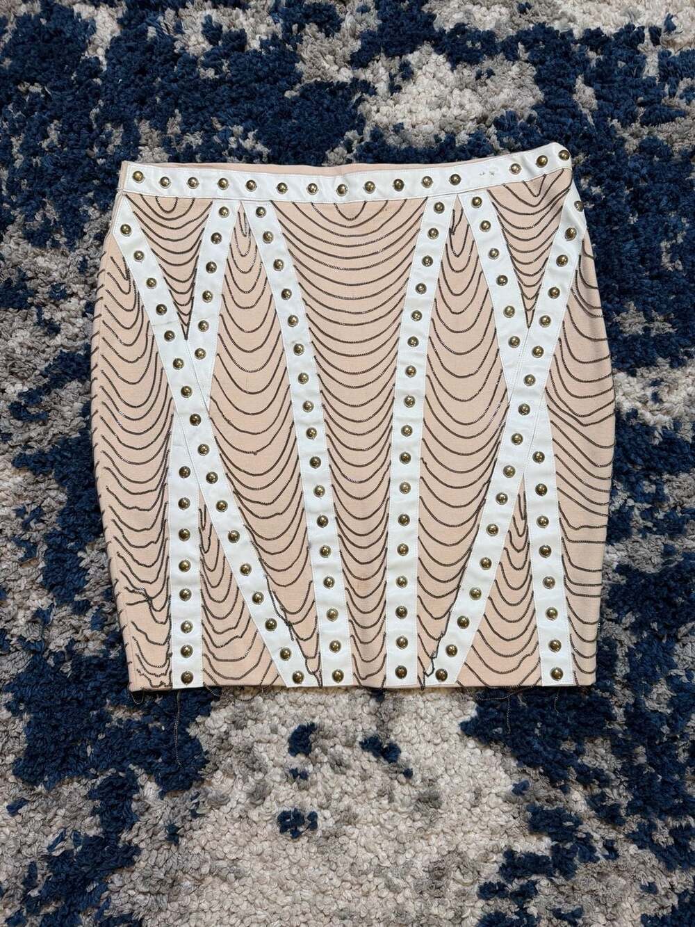 Haute Hippie Studded Chain Embellished Mini Skirt Size M